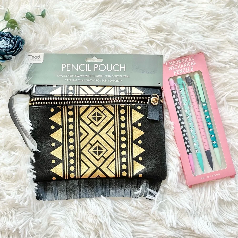 New with tags BUNDLE ~MEAD PENCIL CASE & MeowGical Mechanical Pencils set of 4